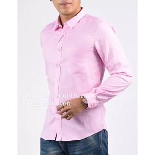 OWEN - Áo sơ mi dài tay Owen Slimfit vải sợi tre màu hồng nhạt 68079 - Áo sơ mi nam