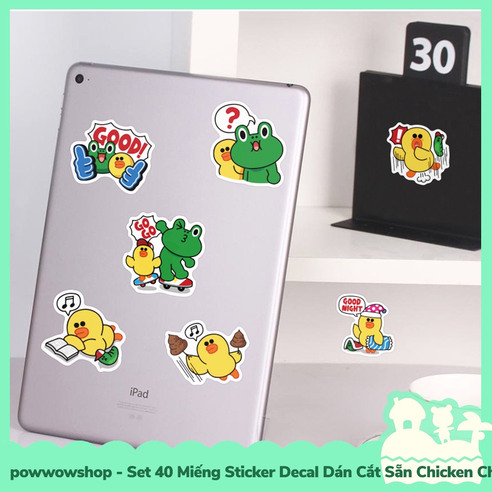 [Sẵn VN - Hỏa Tốc] Set 40 Miếng Sticker Decal Cắt Sẵn DIY Dán Trang Trí Vật Dụng Mẫu Chicken Chip  &amp; Green Fox Funny