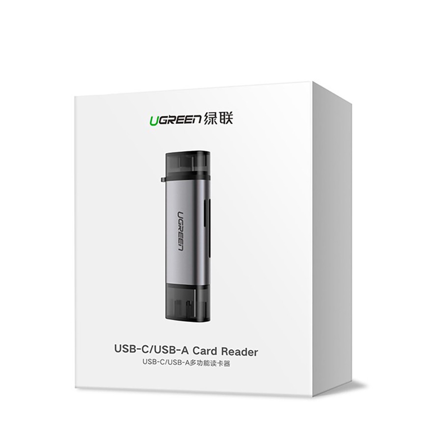 Ugreen 50706 - Đầu đọc thẻ nhớ SD/TF chuẩn USB Type C và USB 3.0 chính hãng - Phukienleduy