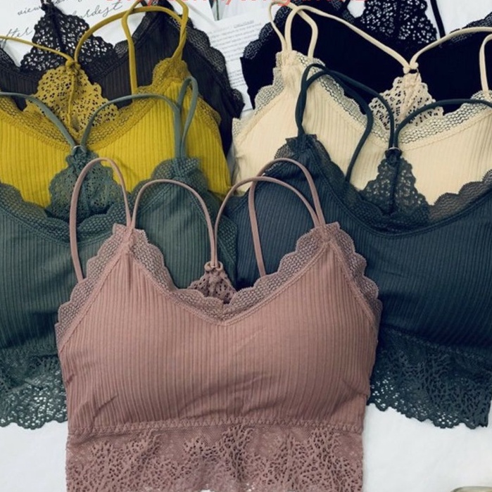 Áo Bra 2 Dây Croptop Viền Ren Hoa Có Mút Đệm Ngực thoáng mát , mềm mịn HÀNG CAO CẤP 2S12 ( #áo #bra )