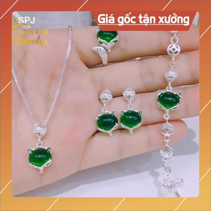 Set Hồ Ly Bạc 🍁 SALE SỐC 🍁 Bộ Trang Sức Hồ Ly Bạc Cao Cấp Kết Hợp Đá Phong Thủy Theo Mệnh Mang Lại May Mắn FREE SHIP