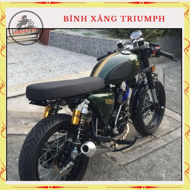 Bình xăng Trium, thùng xăng lớn độ xe Classic cafe racer , 67.. dung tích hơn 9 lít, bả sẵn matit, chỉ việc sơn