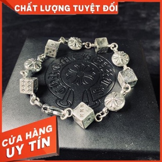 Lắc chrome heart xí ngầu bạc cao cấp.