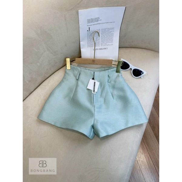 Quần Shorts lưng cao Full màu ống rộng thoải mái