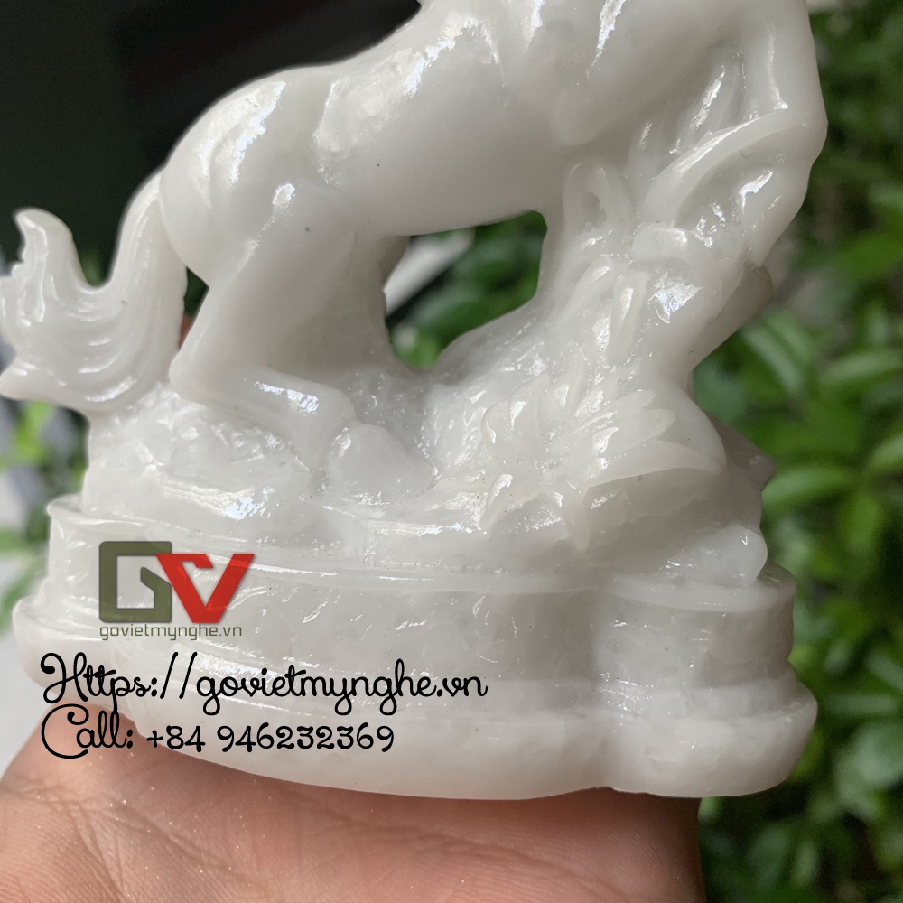 Tượng Đá Ngựa Trang Trí Phong Thủy - Đá Non Nước Đà Nẵng - Chiều cao 12cm