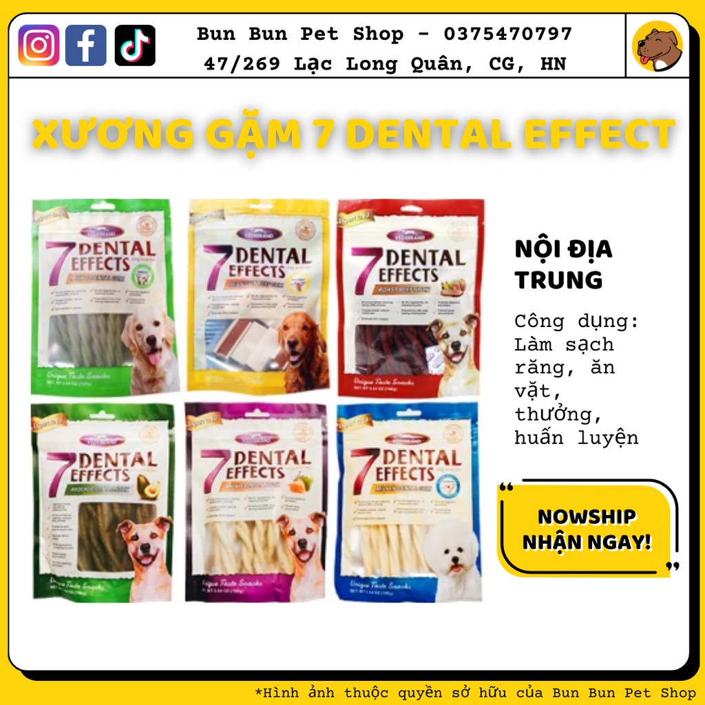 Snack xương gặm 7 dental effect cho chó (inbox chọn vị)