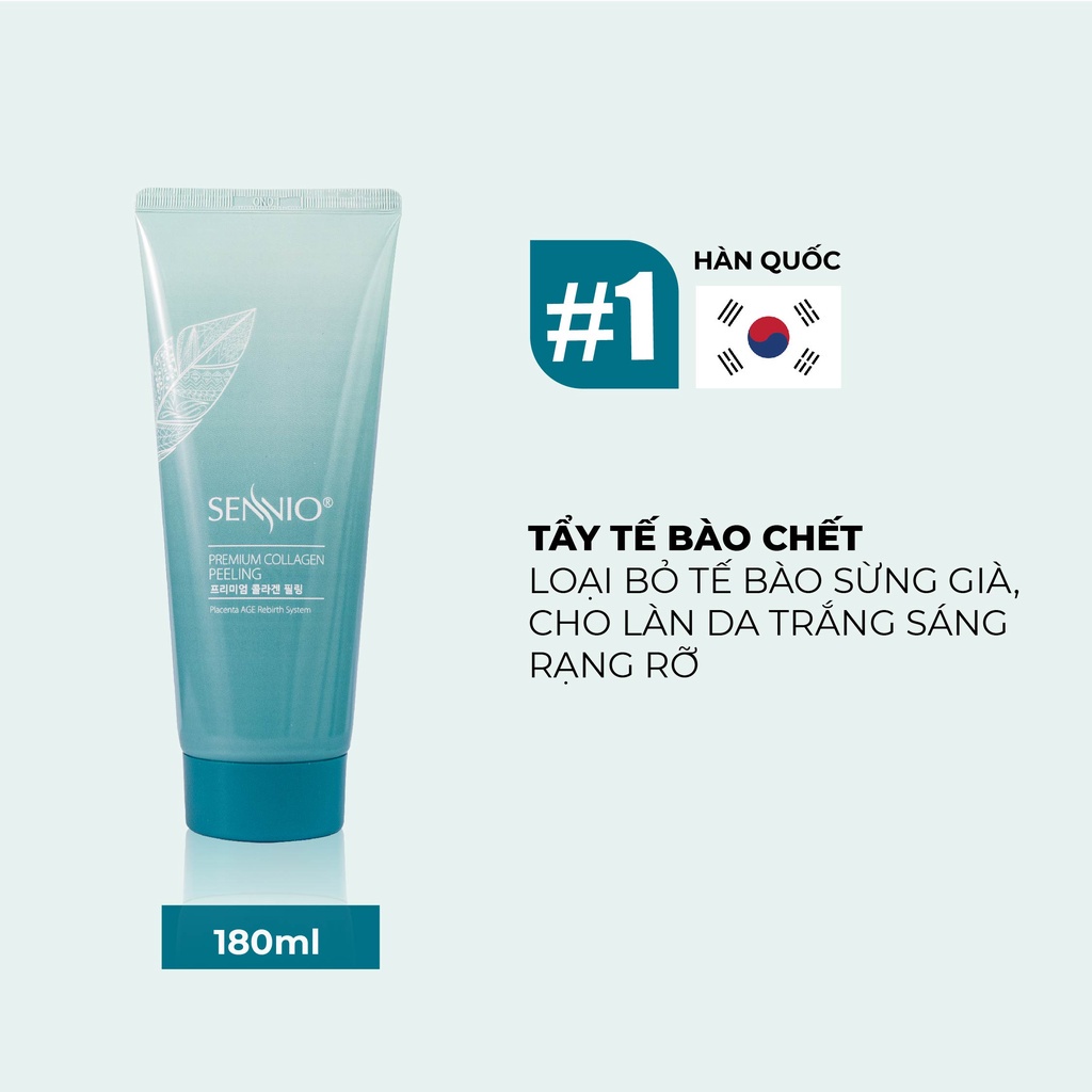 Kem tẩy da chết dạng gel SENNIO Premium Collagen Peeling - bổ sung collagen, dưỡng ẩm, làm trắng, mờ thâm nám, se khít