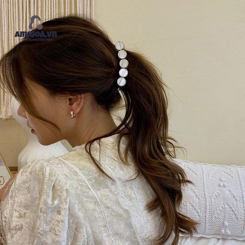 ✨✨Kẹp Tóc Acrylic Ngọc Trai Hình Nón Khí Chất Phụ Kiện Sau Đầu