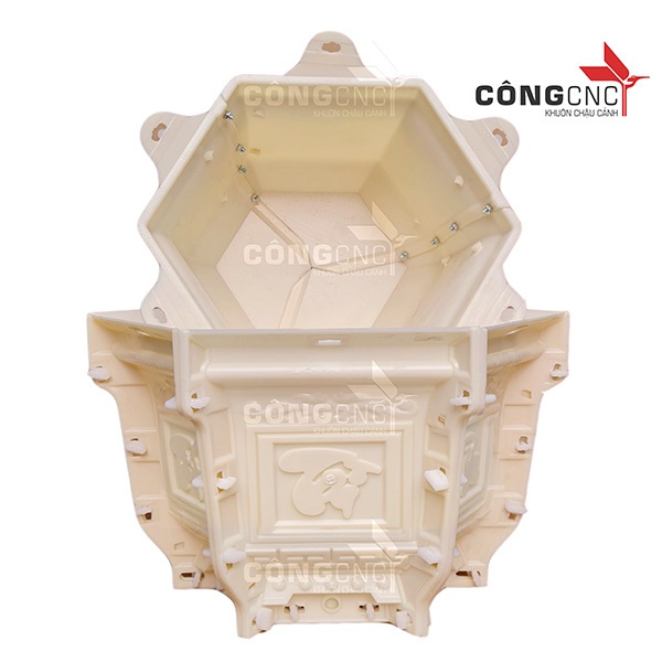 Khuôn Đúc Chậu Xi Măng Lục Giác 38 Phúc - Lộc - Thọ - Sen - Tết - Tài