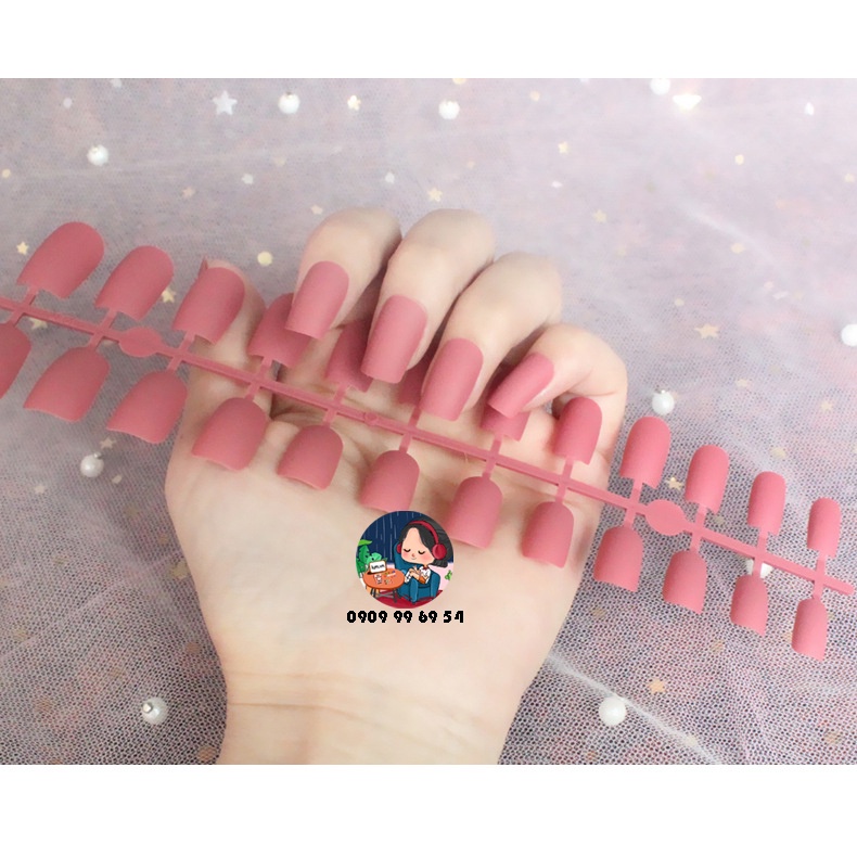 [ 722 - 15 HỒNG ĐẤT ] Móng Giả Phom VUÔNG DÀI - SƠN MỊN [Tặng Miếng Dán Và Dụng Cụ] Lẻ