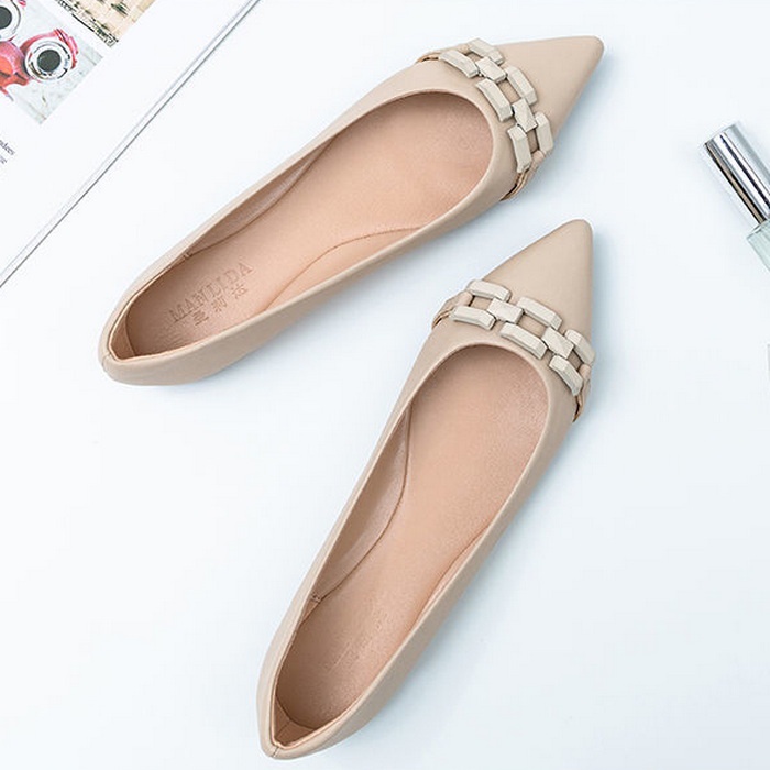 Giày Búp Bê Mũi Nhọn Đế Bằng Size 34-44 Mẫu Mới 2021 Thời Trang Cho Nữ