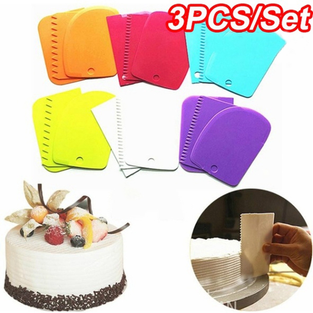 ANEMONE 3Pcs/Set Plastic Jagged Edge Smooth Dough Cutter Scraper