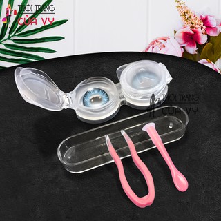 COMBO DỤNG CỤ HỖ TRỢ ĐEO GẮP LENS VÀ HỘP ĐỰNG LENS KÍNH ÁP TRÒNG MÀU HỒNG