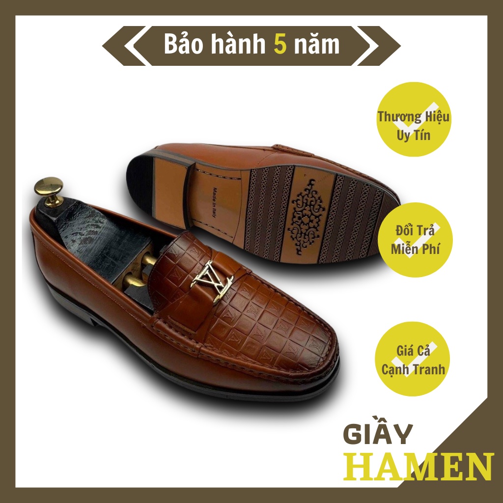 [Hàng Xuất Khẩu] Giày Lười Nam Da Bò,Giày Da Nam Cao Cấp  Hamen KT66 ,Đế Khâu Da Bò Êm Mềm