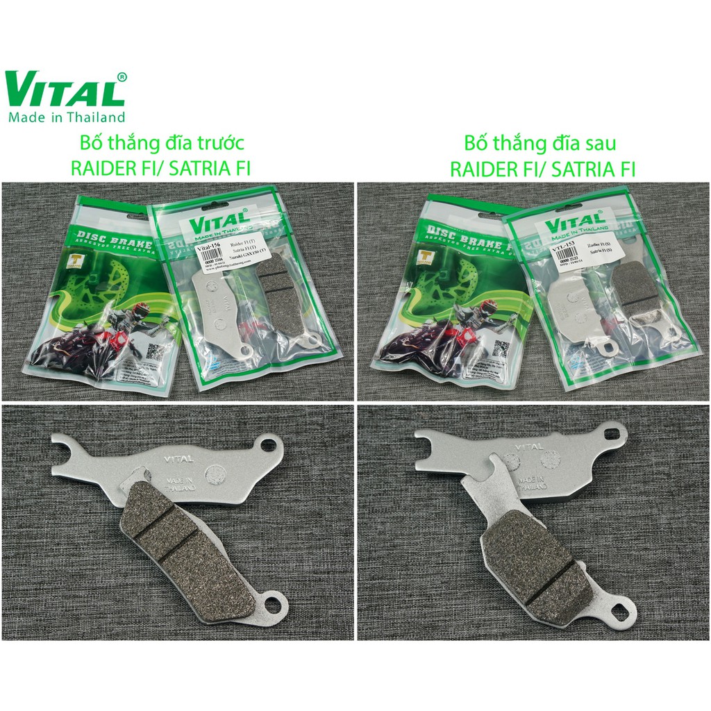 Bố thắng đĩa sau + trước RAIDER FI, SATRIA hiệu VITAL - Má phanh xe máy, bố thắng đĩa VITAL chính hãng Thái l