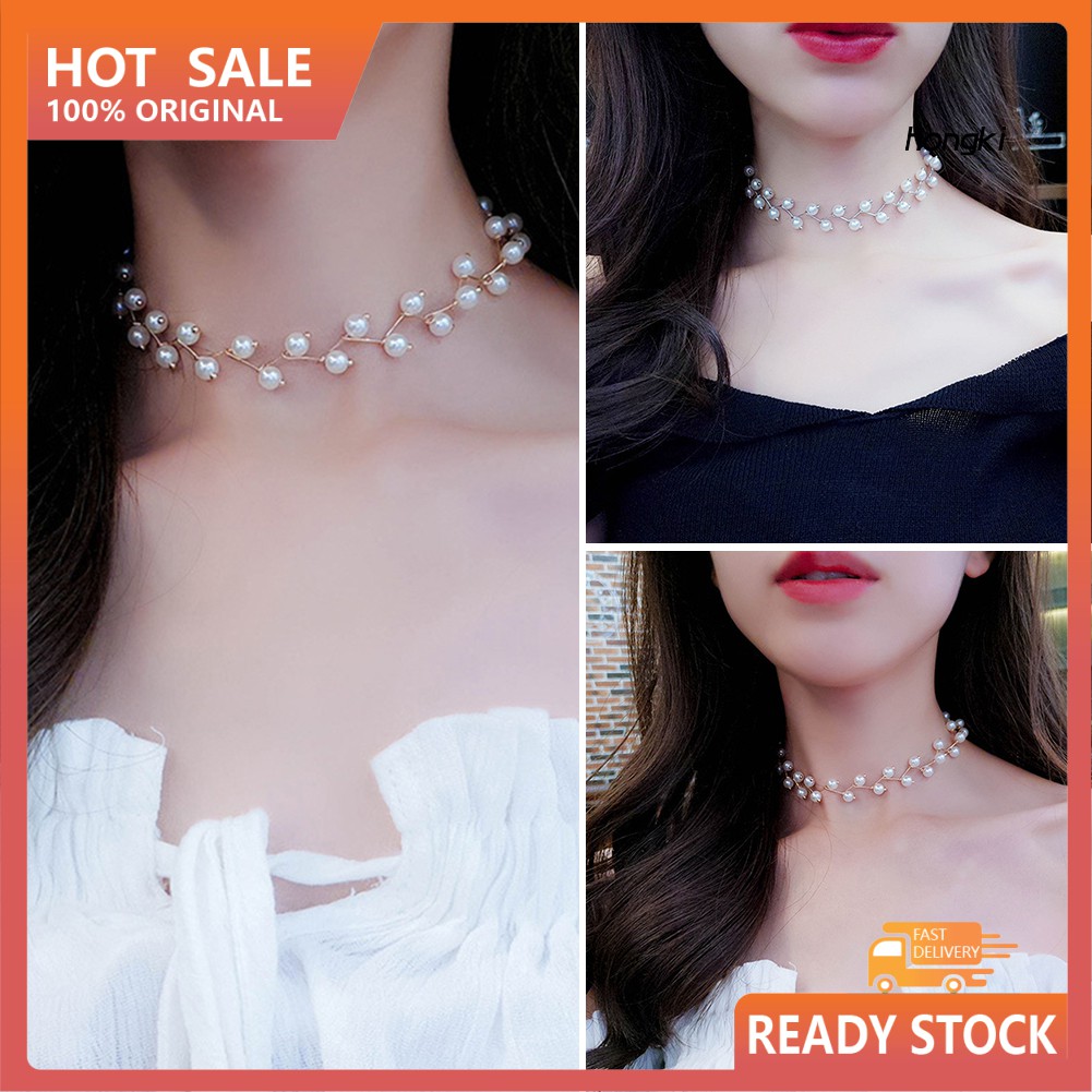 Vòng Cổ Choker Hai Lớp Đính Hạt Ngọc Trai Nhân Tạo Dành Cho Nữ