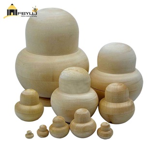 Set 10 búp bê nga matryoshka bằng gỗ mới chưa sơn diy