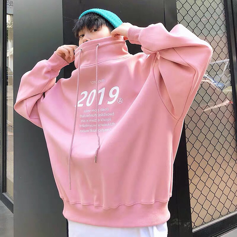 Áo hoodie nỉ unisex form rộng Cổ Lọ 2019 nam nữ phong cách ulzzang Wind