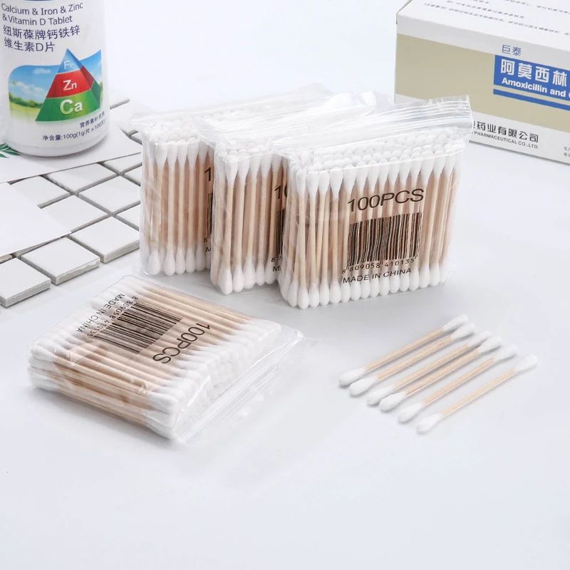 New 30/100 Ultra Small Disposable Cotton Swabs Lint Free micro Wood Brushes