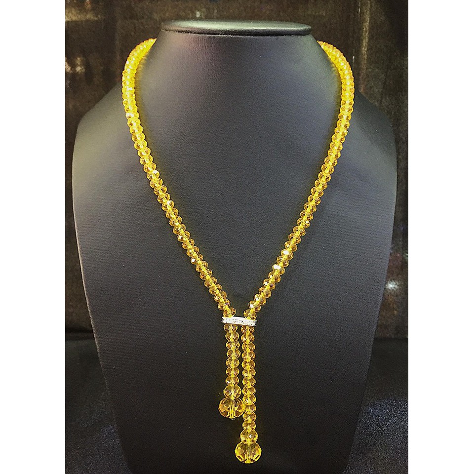 Vòng cổ pha lê Swarovski kiểu hạt bánh cam 6mm