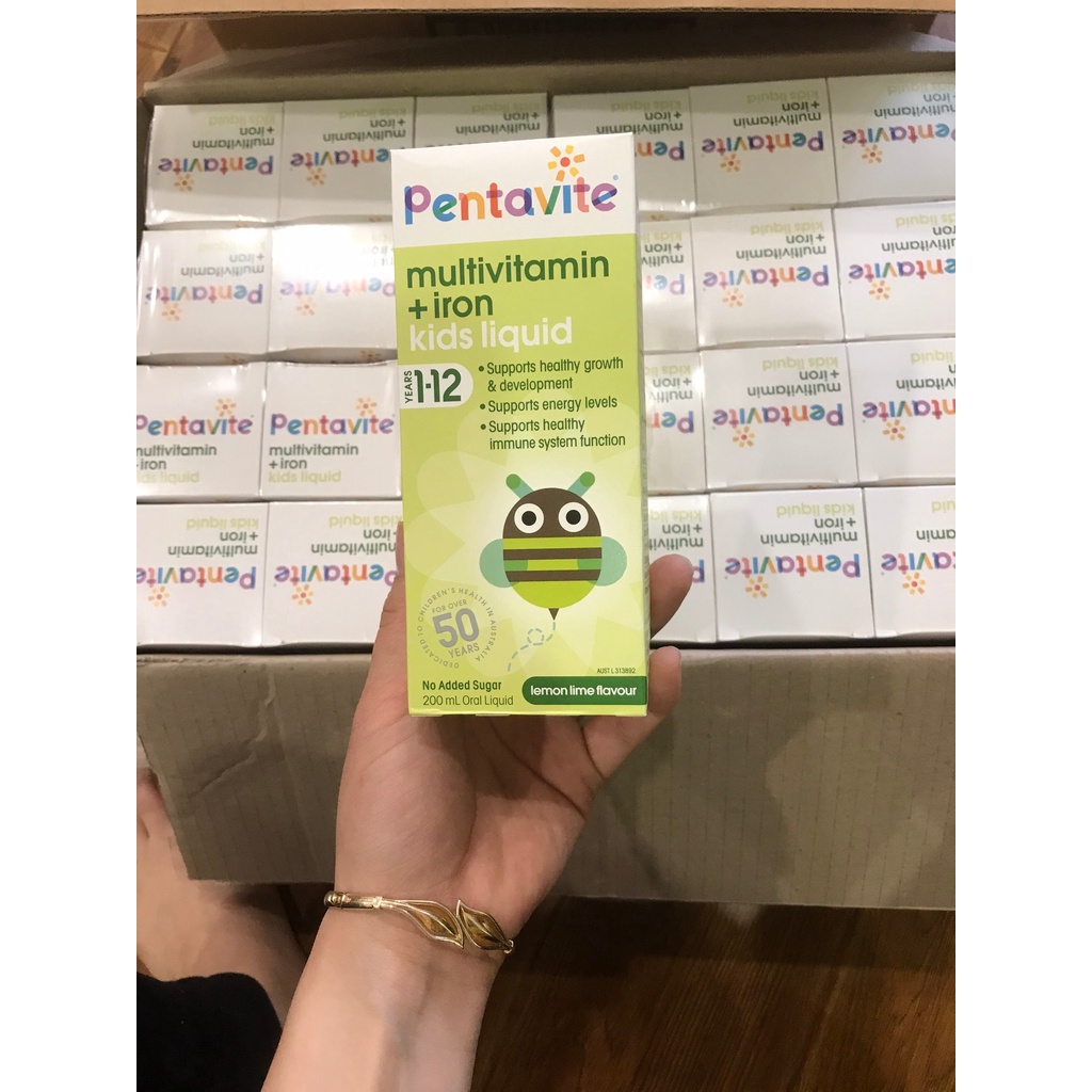 Pentavite Multivitamin iron Kids Liquid 200ml Vitamin tổng hợp và sắt cho bé của Úc
