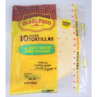 [Túi 232g (10 cái)] BÁNH MÌ DẸT (dùng cho món Tacos và Fajitas) [Mexico] OLD EL PASO 10 Flour Tortillas for Soft Tacos