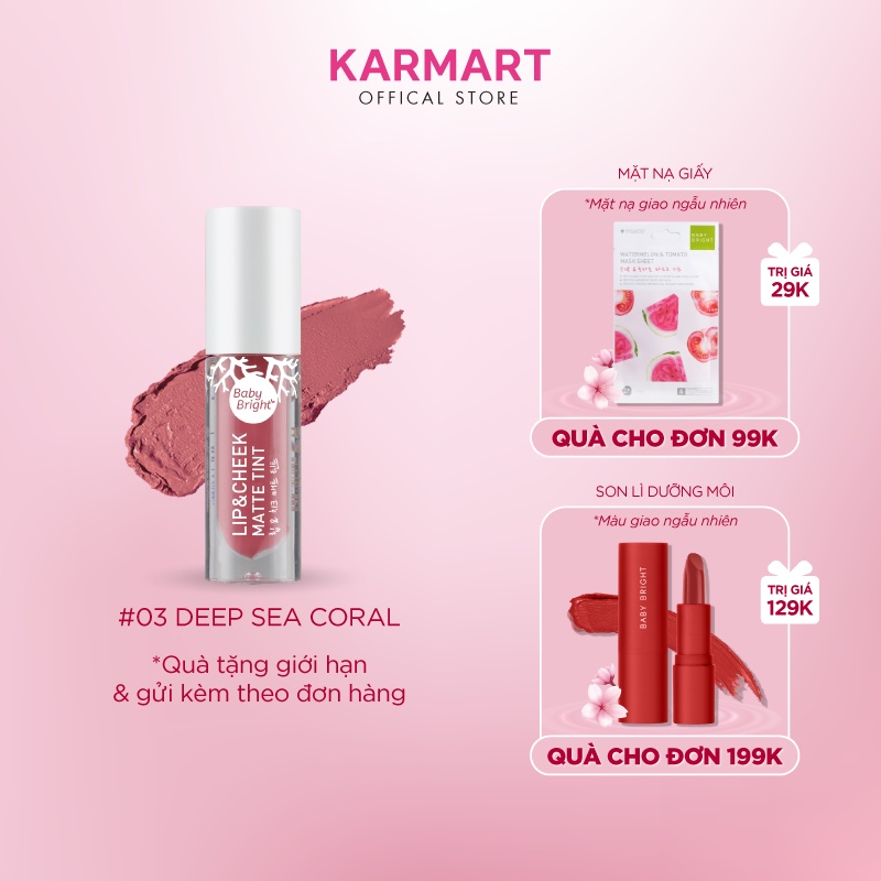 Son kem và má hồng Baby Bright Lip &amp; Cheek Matte Tint 2.4g