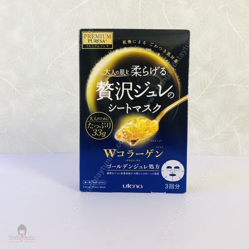 Mặt Nạ Thạch Vàng Collagen Utena Premium Puresa Hộp 3 Miếng