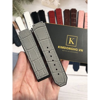 Dây đồng hồ hubt nam nữ case 38 lót da vân xám size dây 15 - 23 - 20
