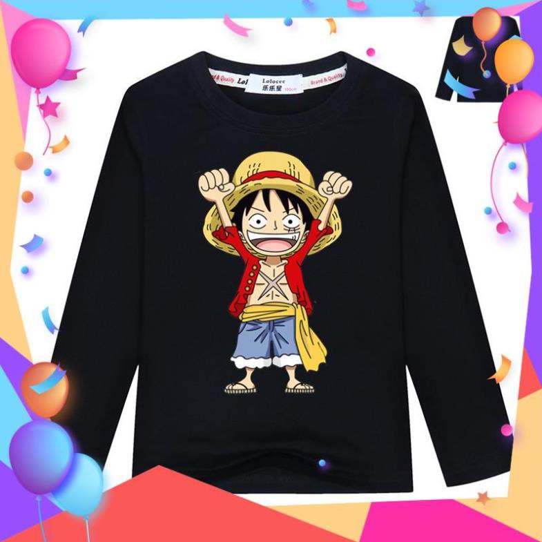 SALE- Áo thun dài tay Anime One Piece Monkey D Luffy Kids Boy Cotton Tops -MILO STORE