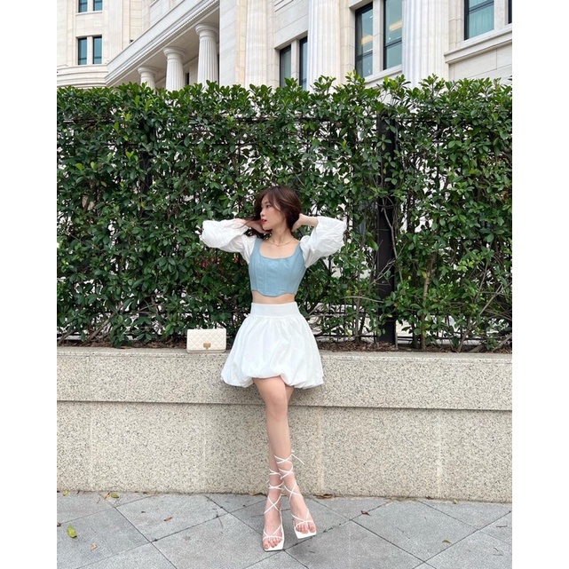Chân váy ngắn màu trắng họa tiết trơn | SOFIA SKIRT - CLÉLIE