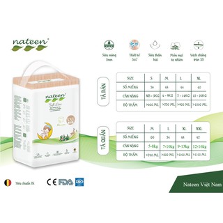 Bỉm NATEEN Cao Cấp Nhập Khẩu Bỉ đủ size Sd56/Md48/Ld44/Lq54/XLq48/XXL42