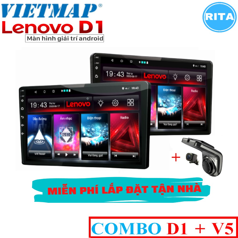 [Miễn Phí Lắp Đặt] Màn Hình Android Vietmap Lenovo D1 + [Vietmap V5] + [Sim 4G + Thẻ Nhớ 32Gb] + [Mã Giảm]