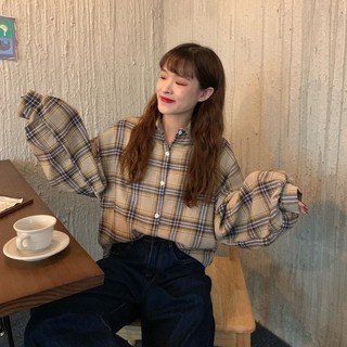 Áo sơ mi kẻ thụng tay bồng