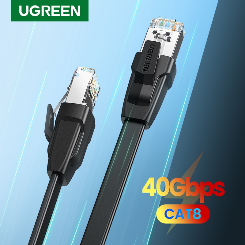 Dây cáp mạng RJ45 Cat8 dẹt 5met Ugreen 10983 Chính Hãng NW134 (Tốc độ 40Gbps-2000MHz)