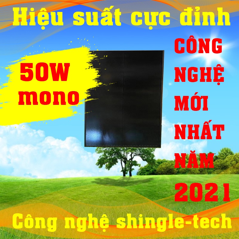 CÔNG NGHỆ MỚI NHẤT HIỆN NAY - 50W MONO  tấm pin năng lượng mặt trời mono 50w cho hiệu suất cao, TẶNG KÈM JACK MC4