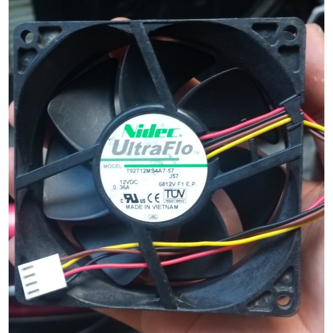 Fan quạt 9cm tản nhiệt máy tính hiệu DELTA, ADDA điện 12v, ampe 0.4-2.5A, hàng tháo máy Server (Clip test trong mô tả)