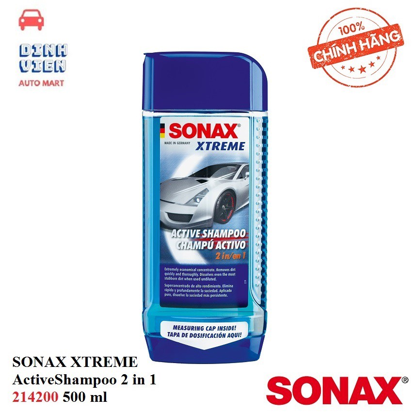 {Nước Rửa Xe 2 TRONG 1}Rửa Các Chất Bẩn Nặng Bóng Loáng Sonax Shampoo Xtreme 500ml (214200) kể cả những vết bẩn cứng đầu