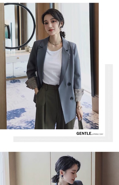 (sẵn các màu ) Áo Blazer đẹp loại 1 (có cải kẻ cổ ấy, loại 2 hàng cúc) | BigBuy360 - bigbuy360.vn