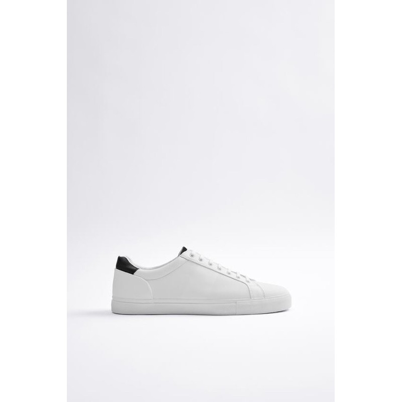 Giày thể thao trắng Zara authentic CONTRASTING PLIMSOLLS
