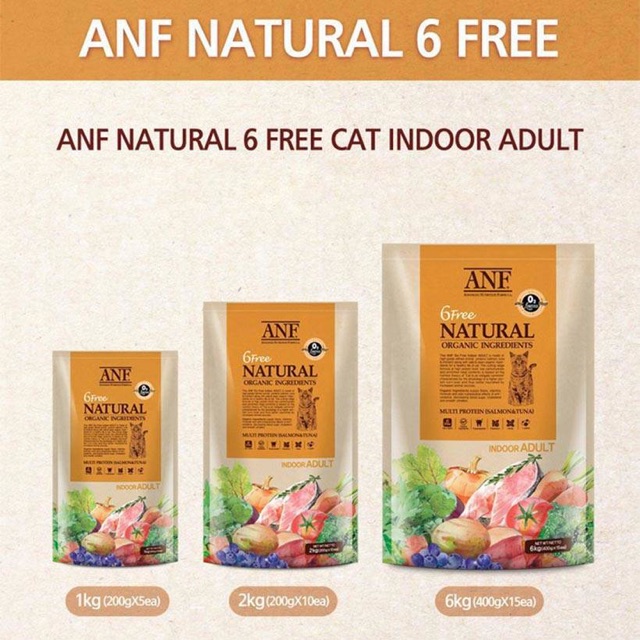 Thức ăn hạt cho mèo trưởng thành ANF 6 Free Indoor Adult