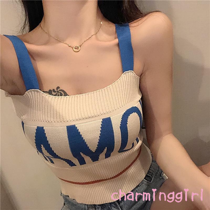 Áo dệt kim không tay in chữ hợp thời trang cho nữ | BigBuy360 - bigbuy360.vn