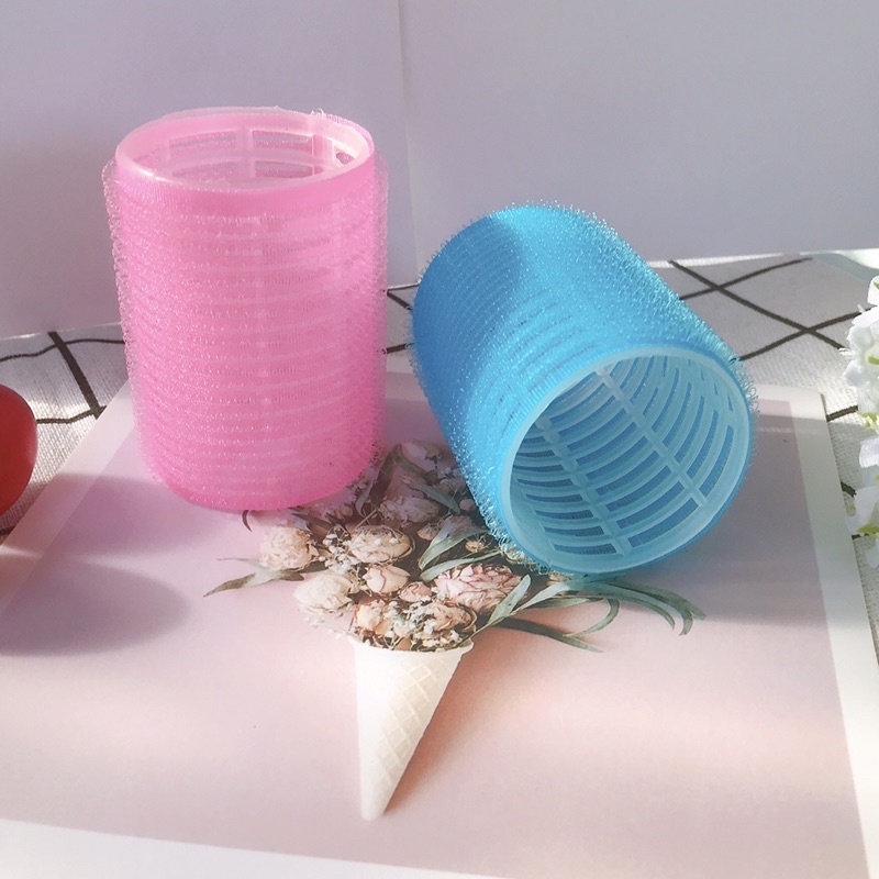 Set 2 Lô cuốn, lô uốn tóc mái tự dính bằng nhựa cỡ lớn 6cm