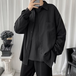 Áo Sơ Mi Unisex Tay Dài Dáng Rộng Phong Cách Thời Trang Hong Kong