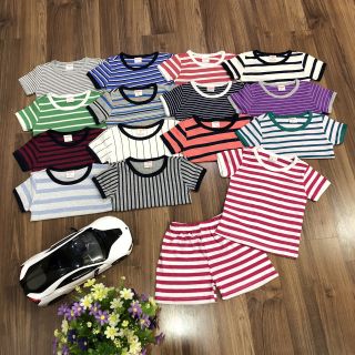 Combo bộ cotton kẻ cho bé.