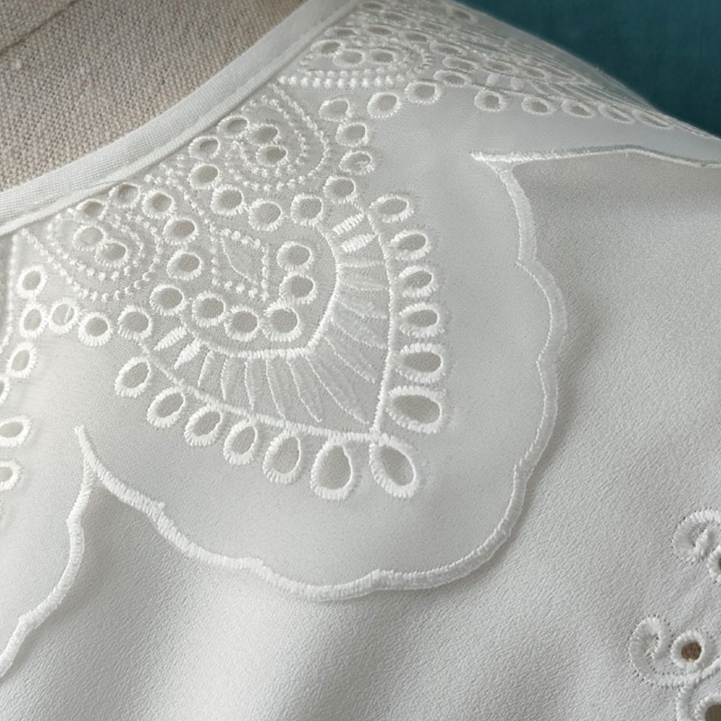 Khăn choàng cổ hai lớp hình chữ nhật thêu hoa thanh lịch dành cho nữ