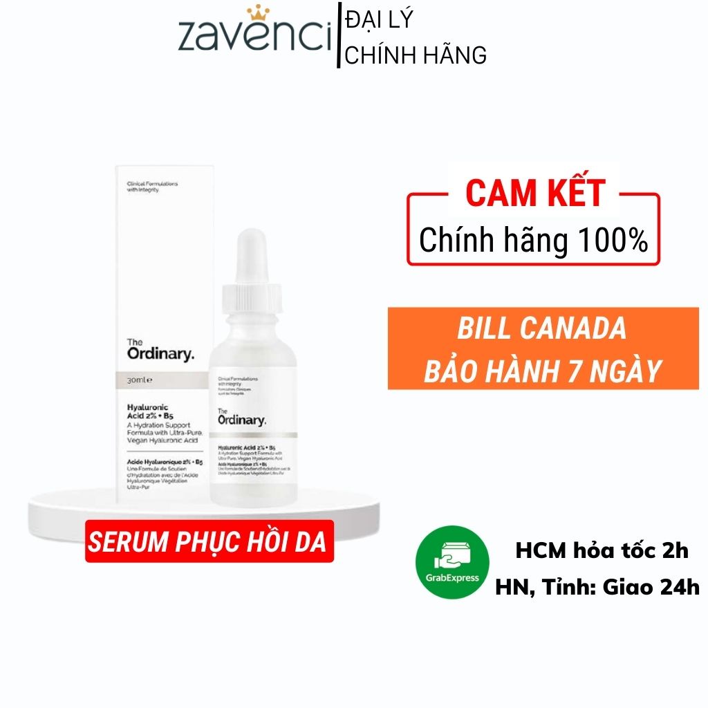 Serum B5 ORDINARY HYALURONIC 2% dưỡng da cấp ẩm phục hồi da dầu mụn 30ml - ZAVENCI Official