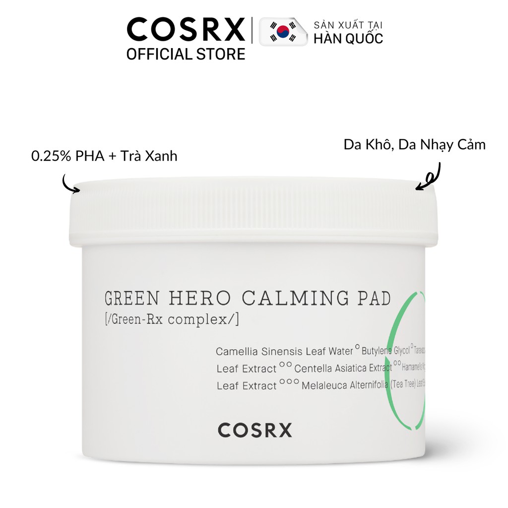 Bông Tẩy Da Chết Cosrx One Step Green Hero Calming Pad