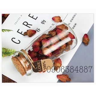 Hũ thuỷ tinh pd cao nút gỗ ép 100ml