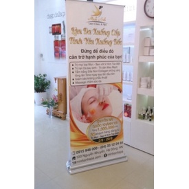 Standee cuốn nhựa đế to 2 mặt cao cấp, treo được 2 banner